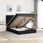 Ottoman bed with mattress and LEDs 140x190cm fabric black