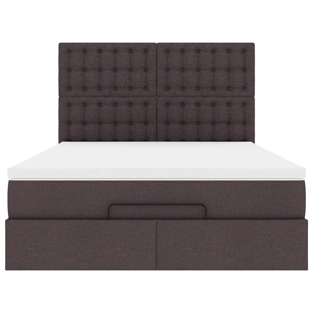 Ottoman bed met matras en LED's 140x190cm stof donkerbruin