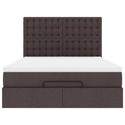 Ottoman bed met matras en LED's 140x190cm stof donkerbruin