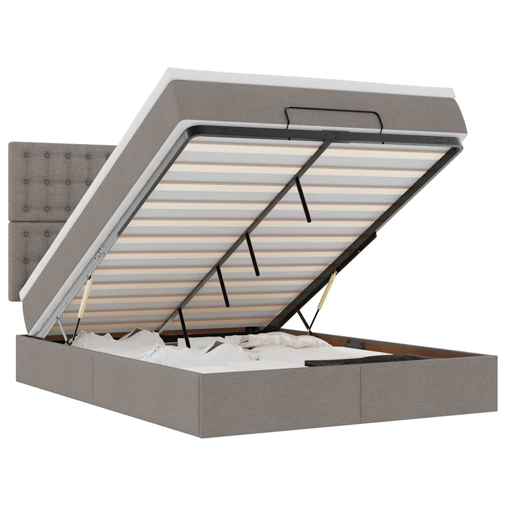 Ottoman Bed Met Matras En Led's 140X190Cm Stof 140 x 190 cm Taupe