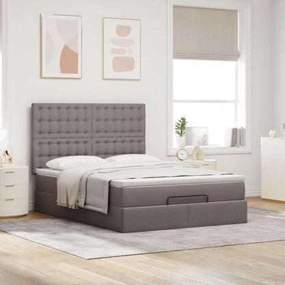 Ottoman Bed Met Matras En Led's 140X190Cm Stof 140 x 190 cm Taupe