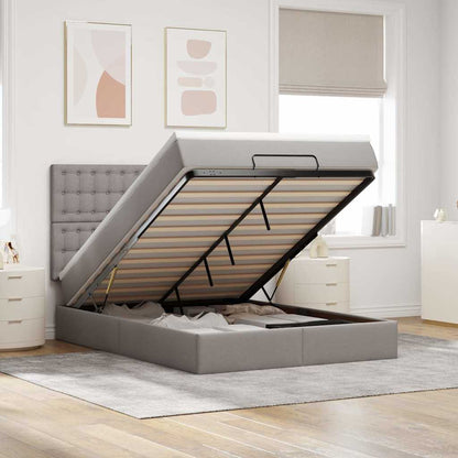 Ottoman Bed Met Matras En Led's 140X190Cm Stof 140 x 190 cm Taupe