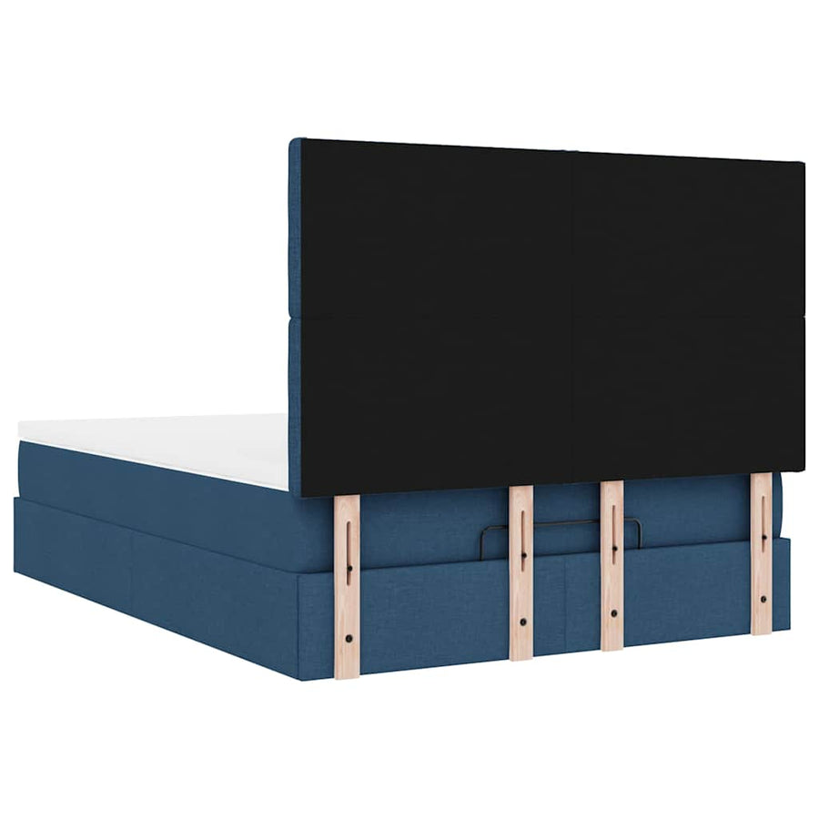 Ottoman bed met matras en LED's 140x190cm stof blauw