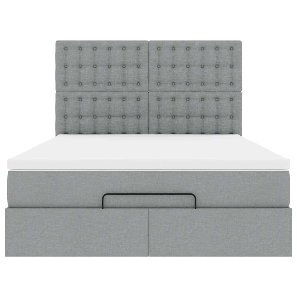 Ottoman bed met matras en LED's 140x200cm stof lichtgrijs
