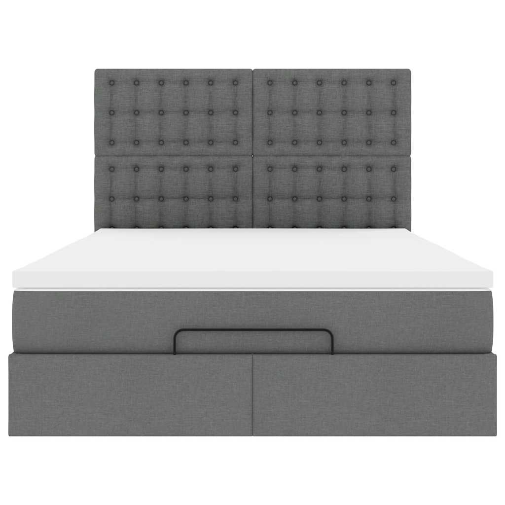 Ottoman bed met matras en LED's 140x200cm stof donkergrijs