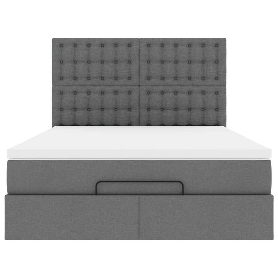 Ottoman bed met matras en LED's 140x200cm stof donkergrijs