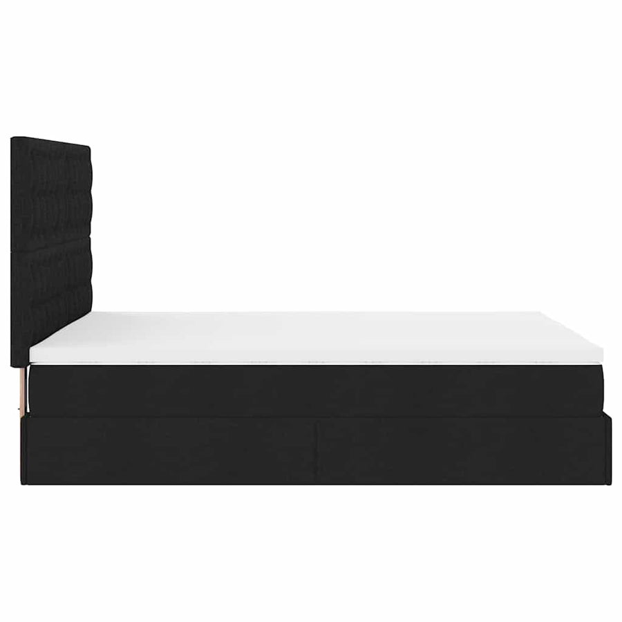 Ottoman bed met matras en LED's 140x200cm stof zwart
