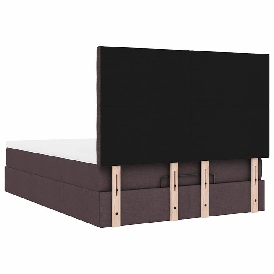 Ottoman bed met matras en LED's 140x200cm stof donkerbruin