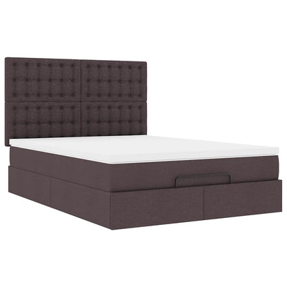 Ottoman bed met matras en LED's 140x200cm stof donkerbruin