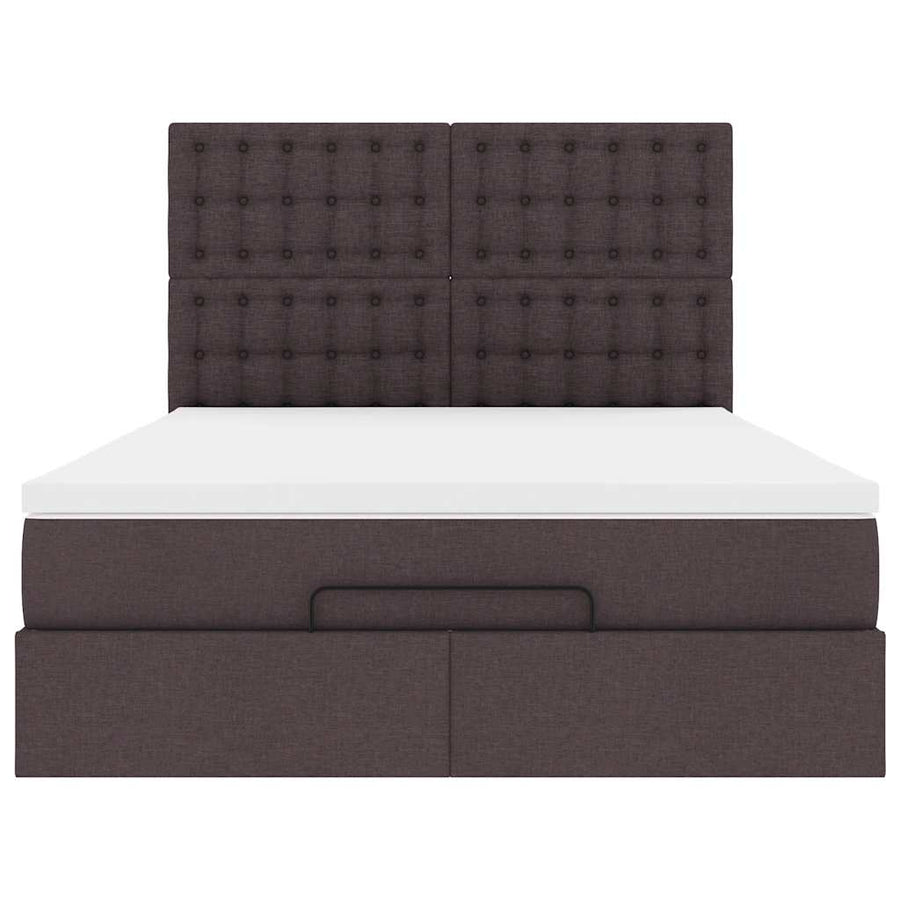 Ottoman bed met matras en LED's 140x200cm stof donkerbruin