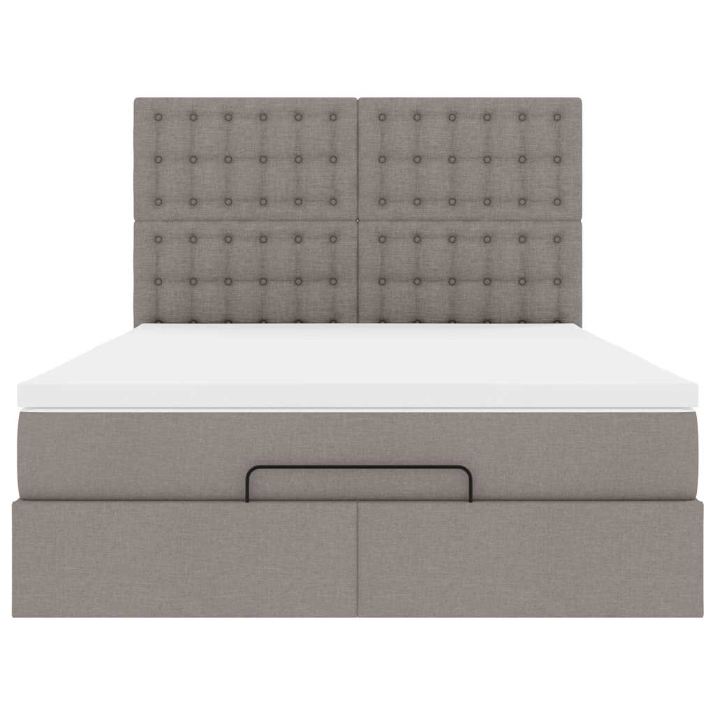 Ottoman bed met matras en LED's 140x200cm stof taupe