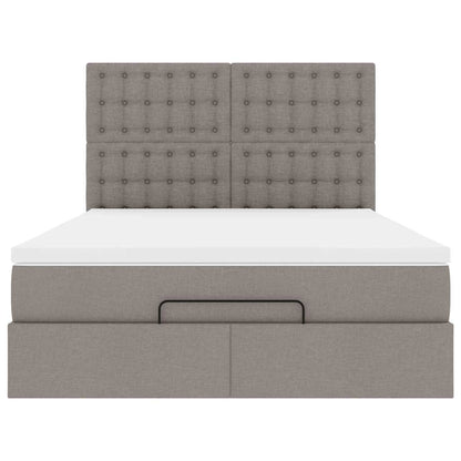 Ottoman bed met matras en LED's 140x200cm stof taupe