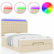 Ottoman bed met matras en LED's 140x200cm stof crèmekleurig