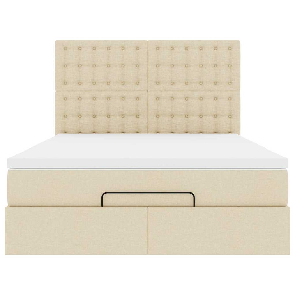 Ottoman bed met matras en LED's 140x200cm stof crèmekleurig