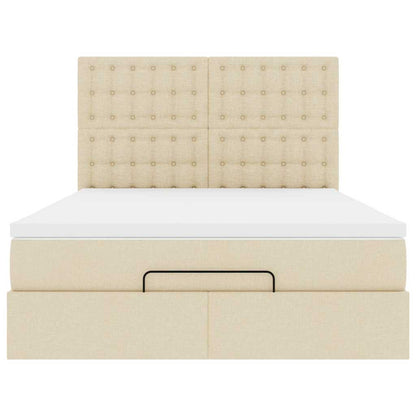Ottoman bed met matras en LED's 140x200cm stof crèmekleurig