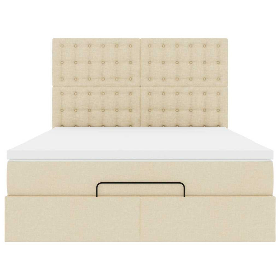 Ottoman bed met matras en LED's 140x200cm stof crèmekleurig