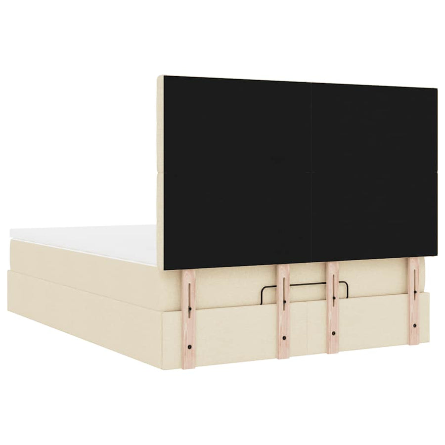 Ottoman bed met matras en LED's 140x200cm stof crèmekleurig