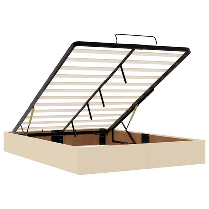 Ottoman bed met matras en LED's 140x200cm stof crèmekleurig