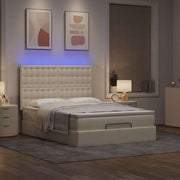 Ottomaans bed met matras 140x200 cm crèmekleurig