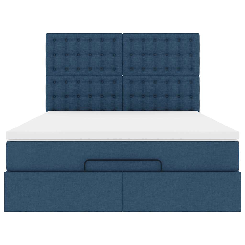 Ottoman bed met matras en LED's 140x200cm stof blauw