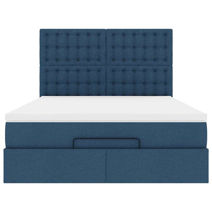 Ottoman bed met matras en LED's 140x200cm stof blauw