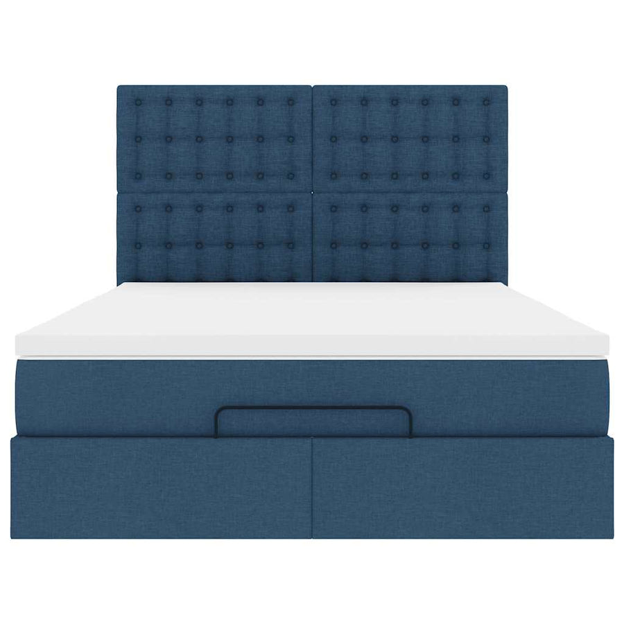 Ottoman bed met matras en LED's 140x200cm stof blauw