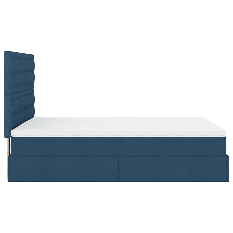Ottoman bed met matras en LED's 140x200cm stof blauw