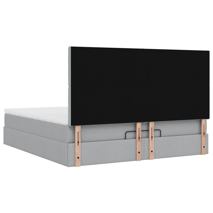 Ottoman bed met matras en LED's 160x200cm stof lichtgrijs