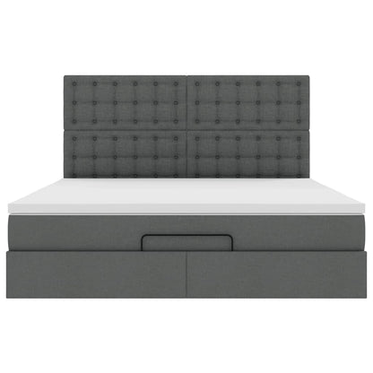 Ottoman bed met matras en LED's 160x200cm stof donkergrijs
