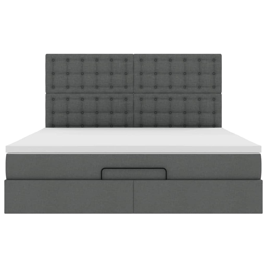 Ottoman bed met matras en LED's 160x200cm stof donkergrijs