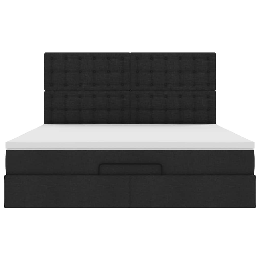 Ottoman bed met matras en LED's 160x200cm stof zwart