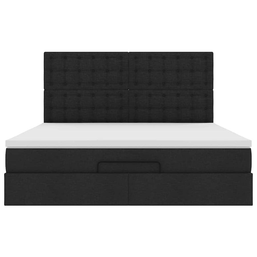 Ottoman bed met matras en LED's 160x200cm stof zwart