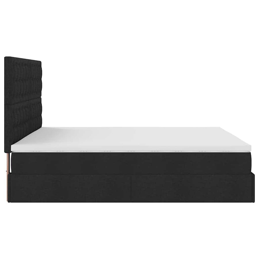 Ottoman bed met matras en LED's 160x200cm stof zwart