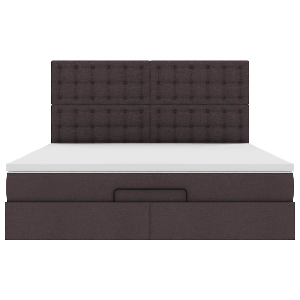 Ottoman bed met matras en LED's 160x200cm stof donkerbruin