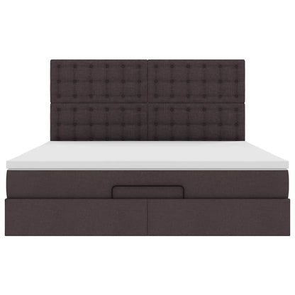Ottoman bed met matras en LED's 160x200cm stof donkerbruin