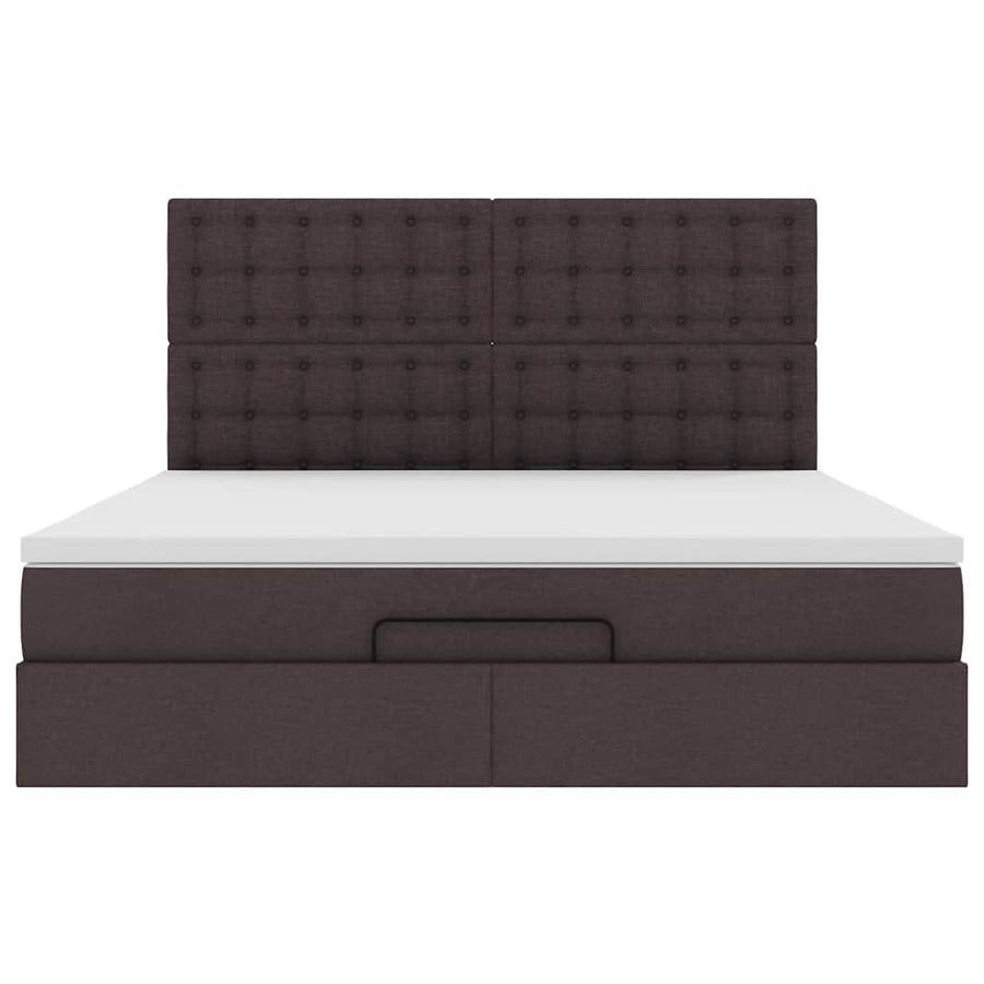 Ottoman bed met matras en LED's 160x200cm stof donkerbruin