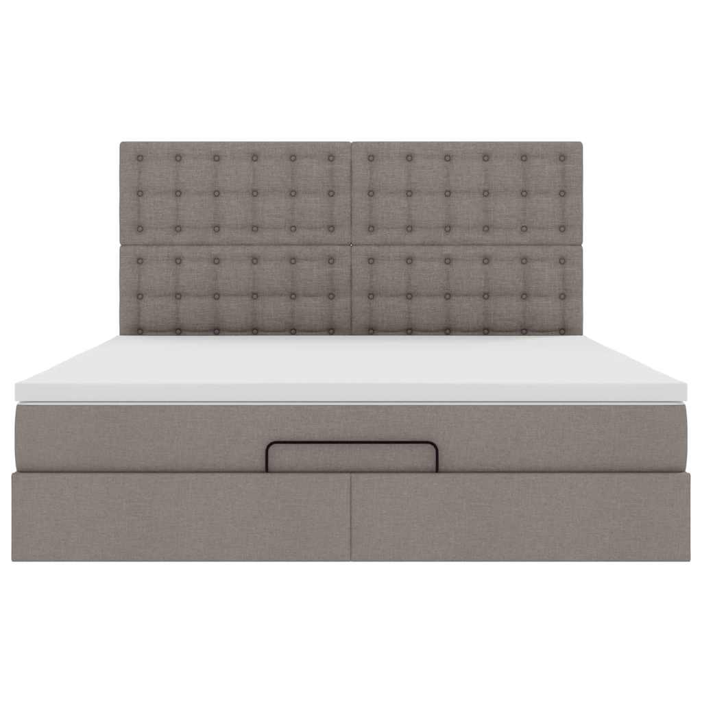 Ottoman bed met matras en LED's 160x200cm stof taupe