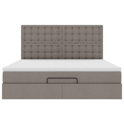 Ottoman bed met matras en LED's 160x200cm stof taupe