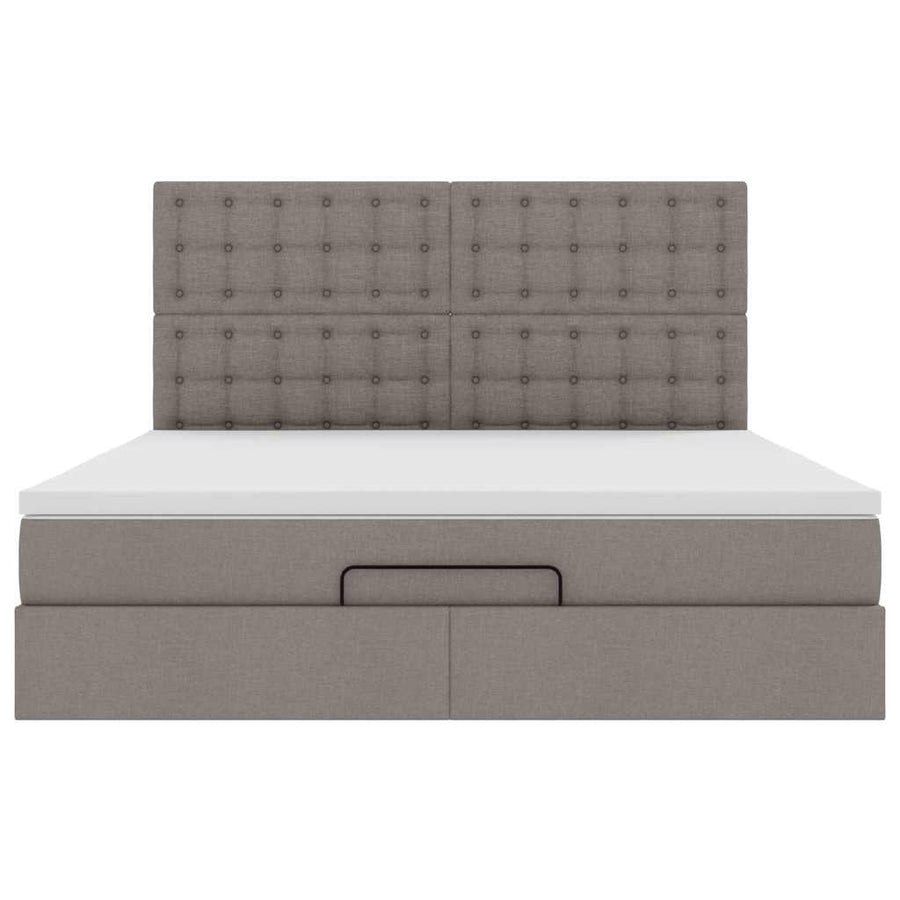 Ottoman bed met matras en LED's 160x200cm stof taupe