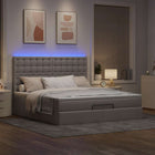 Ottoman bed 160x200cm stof taupe met matras en LED