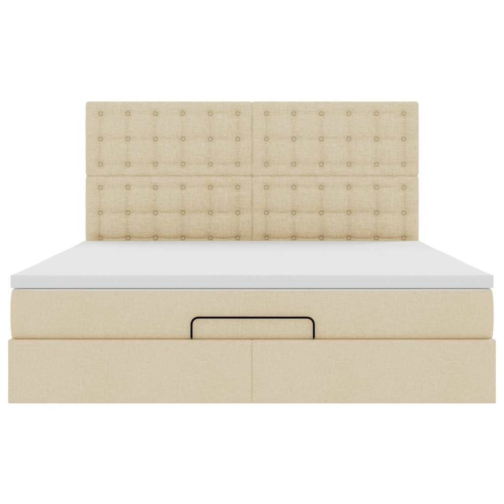 Ottoman bed met matras en LED's 160x200cm stof crèmekleurig