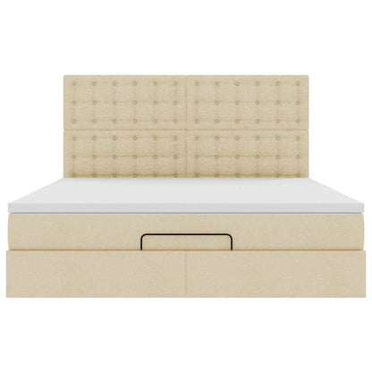 Ottoman bed met matras en LED's 160x200cm stof crèmekleurig