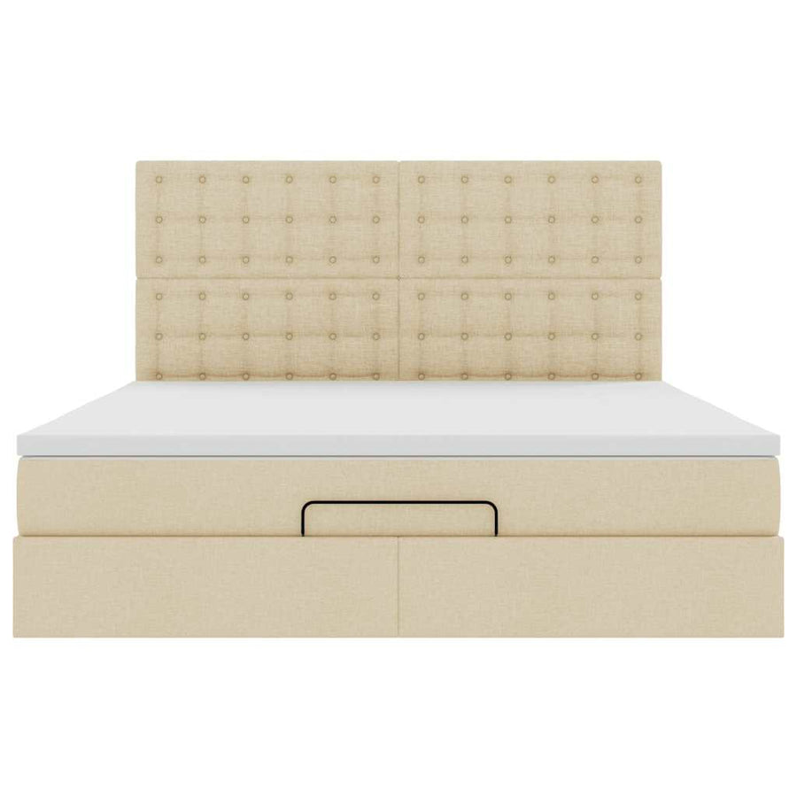 Ottoman bed met matras en LED's 160x200cm stof crèmekleurig