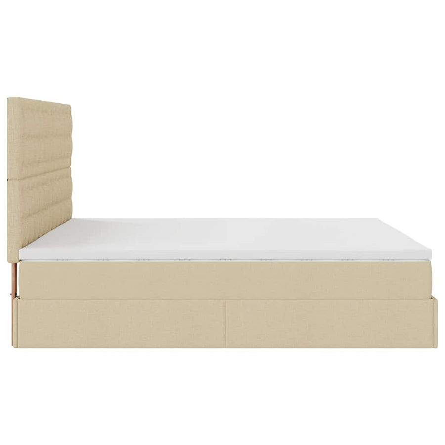 Ottoman bed met matras en LED's 160x200cm stof crèmekleurig