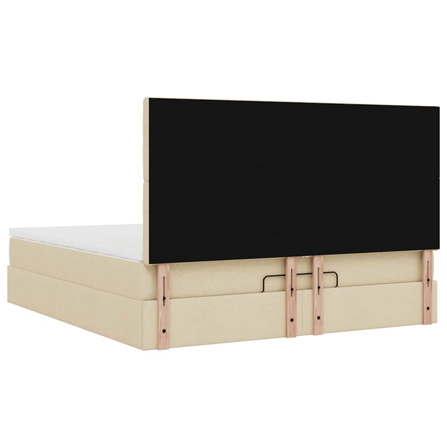 Ottoman bed met matras en LED's 160x200cm stof crèmekleurig