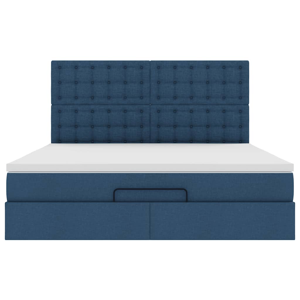 Ottoman bed met matras en LED's 160x200cm stof blauw
