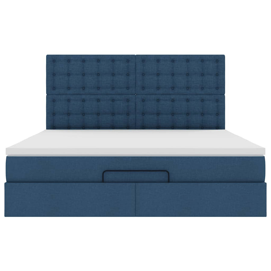 Ottoman bed met matras en LED's 160x200cm stof blauw