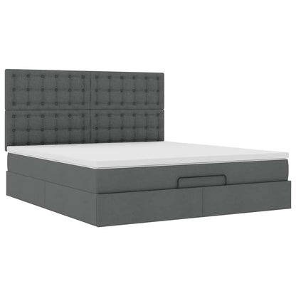 Ottoman bed met matras en LED's 180x200cm stof donkergrijs
