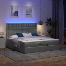 Ottoman bed met matras en LED's 180x200cm stof donkergrijs