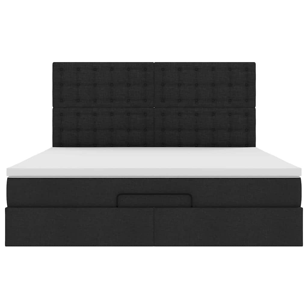Ottoman bed met matras en LED's 180x200cm stof zwart